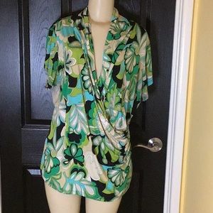 Multicolored faux wrap blouse